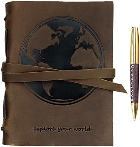 Leather Journal World Map Notebook Embossed Handmade Travel Diary A