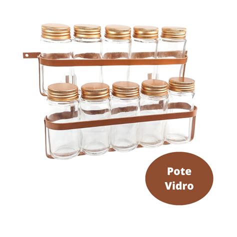 Porta Tempero Condimentos Para Cozinha Potes Rose Gold Shopee Brasil