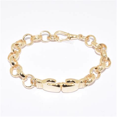 9ct Engraved And Plain Boxing Glove Bracelet Gary French Jewellery