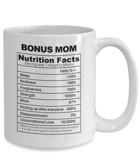 Bonus Mom Stepmom Nutritional Facts Gift Coffee Or Tea Mug Cup Etsy