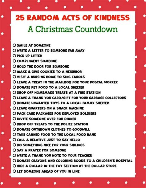 Keep The True Meaning Of Christmas With This Printable List Of 25