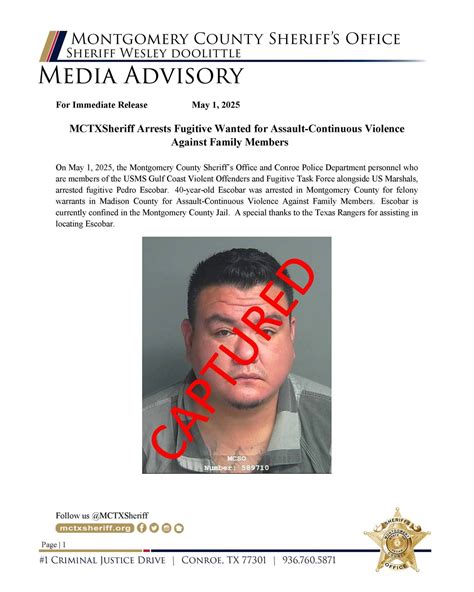For Immediate Release... - Montgomery County Sheriff's Office | Facebook