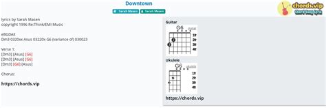 Chord Downtown Tab Song Lyric Sheet Guitar Ukulele Chords Vip