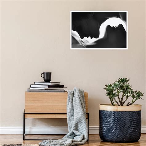 YAXZLWR Sexy Womans Nude Girl Wall Art Painting Black White Nude Woman Sexy Kiss Poster Abstract