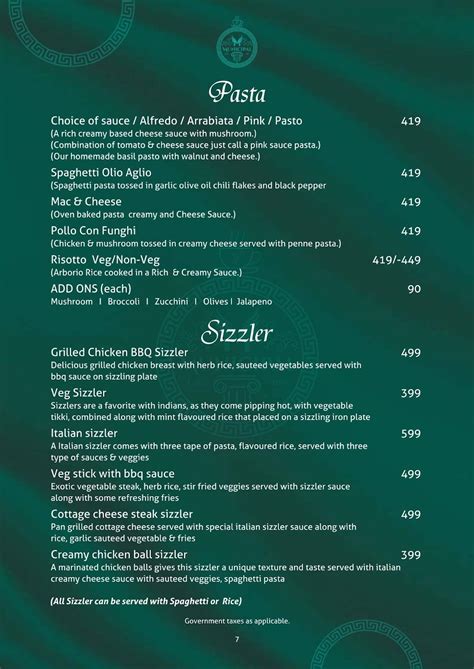 Menu at Municipal Cafe Bar, Indore