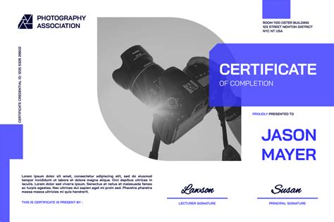 Photography Course Completion Certificate Certificate Template
