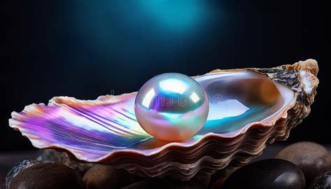 close  view   natural pearl   oyster shell nacre open