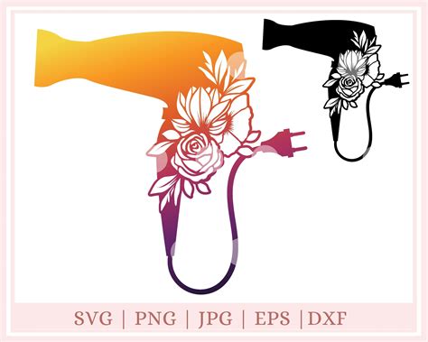 Floral Hairdryer Svg Hairdresser Cut File For Cricut Etsy