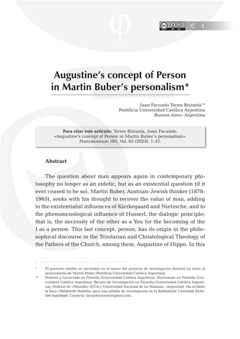 (PDF) Augustine's concept of Person in Martin Buber’s personalism