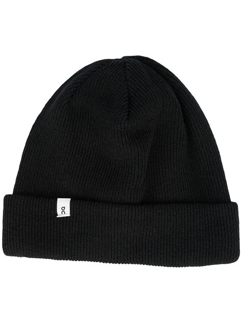 On Running Merino Beanie Hat Black Farfetch Uk
