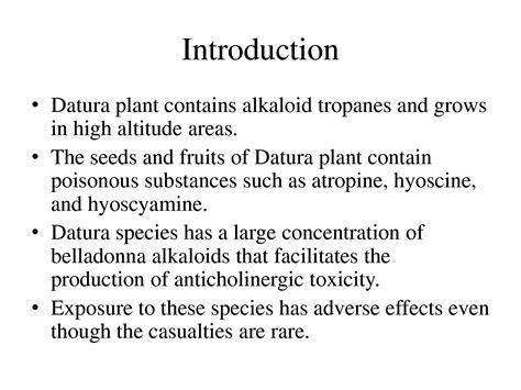 SOLUTION: Datura Poisoning And Its Management - Studypool