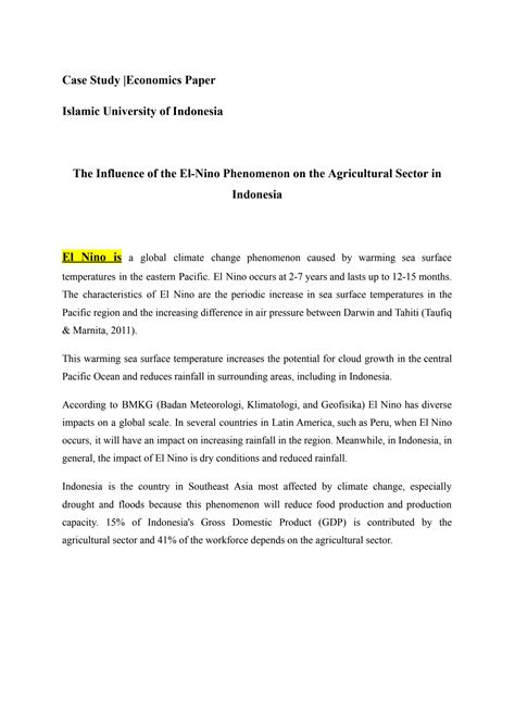 SOLUTION: Case study economics paper the influence of the el nino