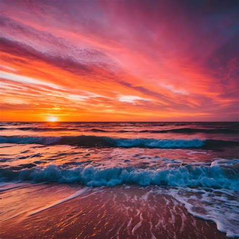 sunset beach sea waves  stock photo public domain pictures
