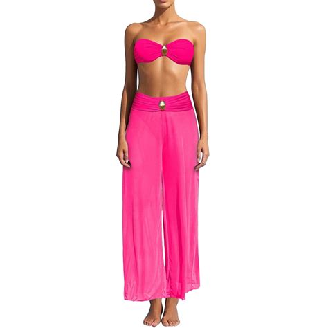 Huowey Women Swimwear 2025 Solid Color Bikini 3PCS Beach Split Swimsuit Set Tropical Swim Wear