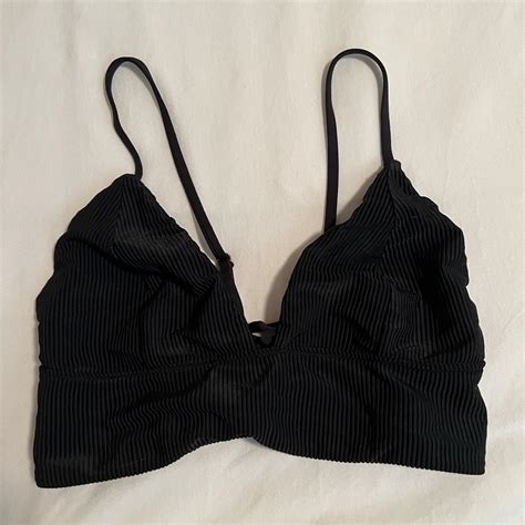 Frankies Black Ribbed Bikini Top Frankies Bikini Depop