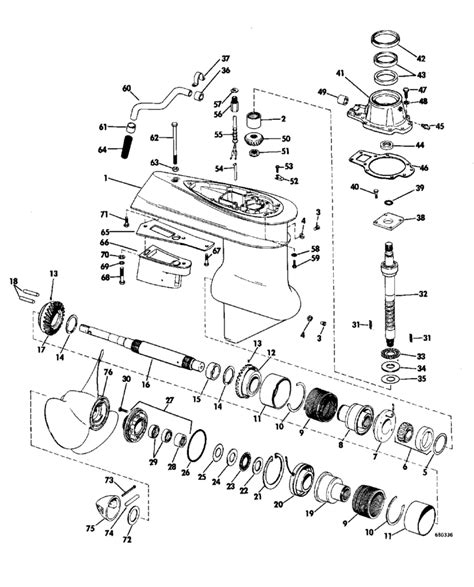 OMC Stern Drive Lower Gearcase Group Parts for 1968 120 hp CU-16C Stern Drive