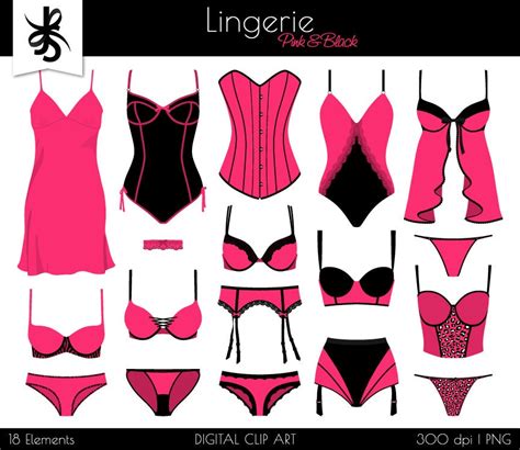 Lingerie Digital Clipart Boudoir Pink And Etsy