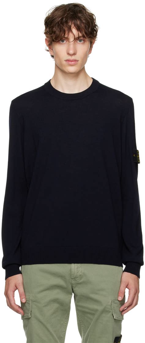 Stone Island Navy Crewneck Sweater Ssense