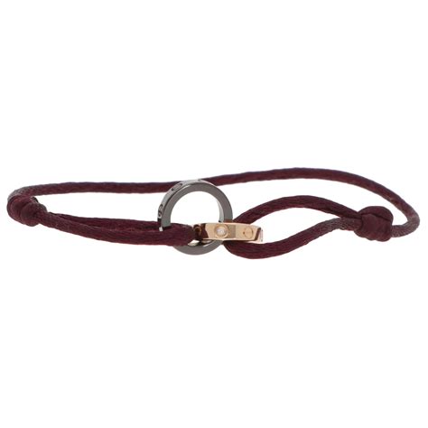 Vintage Cartier LOVE Diamond and Ceramic Purple Cord Bracelet at