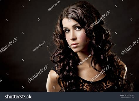 Fashion Model Brunette Wearing Black Outfit Stock Photo 163092809 Shutterstock