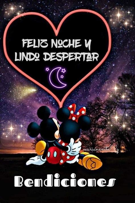 Feliz Noche Mickey Y Minnie Targetas De Buenas Noches Buenas Noches