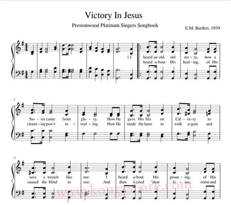 Victory In Jesus Sheet Music Eugene Bartlett In G Major