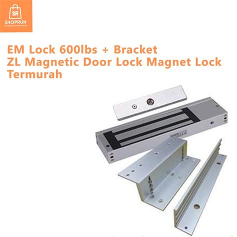 Jual EM Lock 600lbs Bracket ZL Magnetic Door Lock Magnet Lock