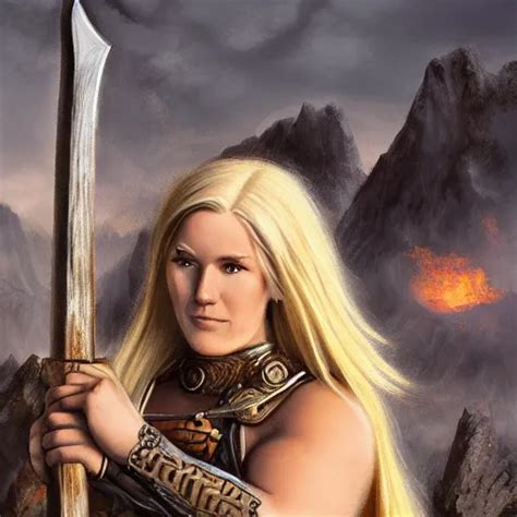 Blonde Barbarian Warrior In A Heroic Pose Eternia Stable Diffusion