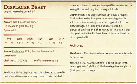 Displacer Beast 5e Roll20