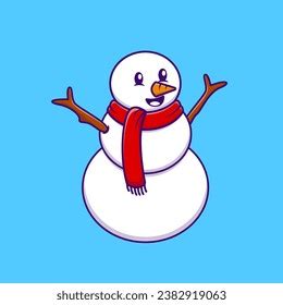 Cute Snowman Cartoon Vector Icons Illustration Stock Vector Royalty