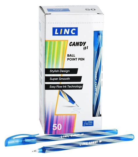 Ручка шариковая Linc CANDY синяя 0,6 мм, ассорти круглый корпус ...