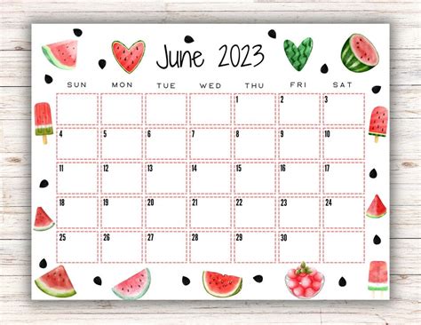 Summer june calendar