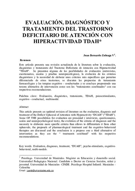 Pdf Edah Escala Para La EvaluaciÓn Del Trastorno Por Deficit De AtenciÓn Con Hiperactividad