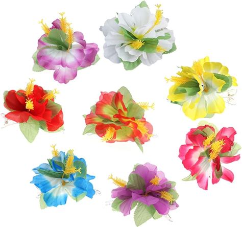 Frcolor Flower Hair Clip Hibiscus Luau Hulahair Hawaiian Lei Flower Hair Accessories For Girls