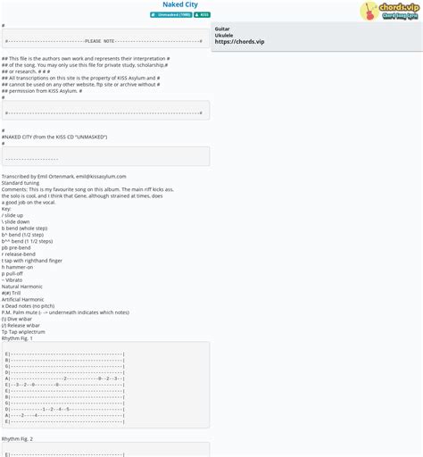Chord Naked City Tab Song Lyric Sheet Guitar Ukulele Chords Vip