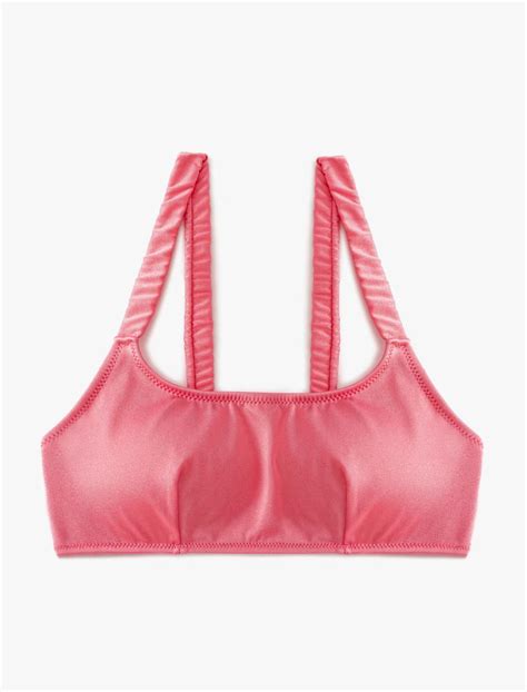 Pembe Kadın Bralet Bikini Üstü Arkası Kopça Kapamalı Büzgü Detaylı Pedli SAK MM Koton