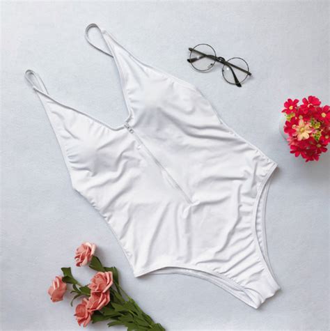 Pure Color Conjoined Bikini Zipper Swimsuit Sexy Swimsuit On Luulla