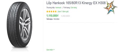 Báo Giá Lốp Hankook 175/70R13 Kinergy EX H308
