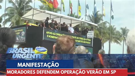 Manifestantes fazem ato a favor do policiamento no litoral de São Paulo