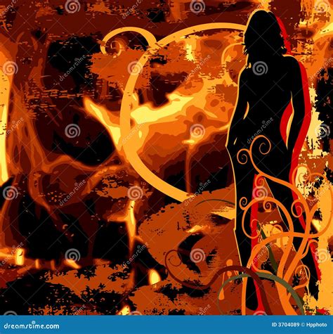 Hot Women On Fire Stock Vector Illustration Of Kneel 3704089