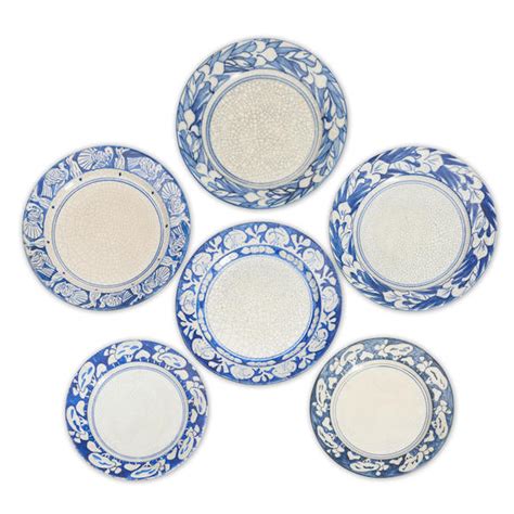 Bonhams Skinner Six Dedham Pottery Plates Including A Pair Of Iris