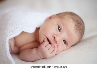 Cute Naked Newborn Baby Open Eyes Stock Photo Edit Now 1825826210