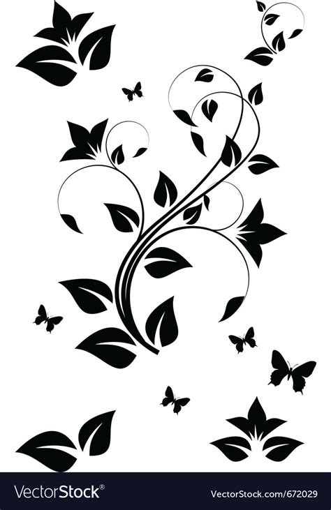 Black and white floral ornament Royalty Free Vector Image