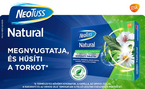 NEOTUSS NATURAL szopogató tabletta 16 db Medicinanet hu gy