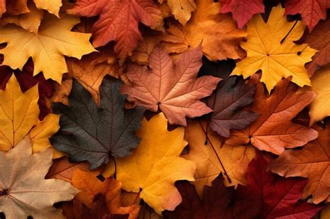 premium photo top view  autumn colored leaves  copy space