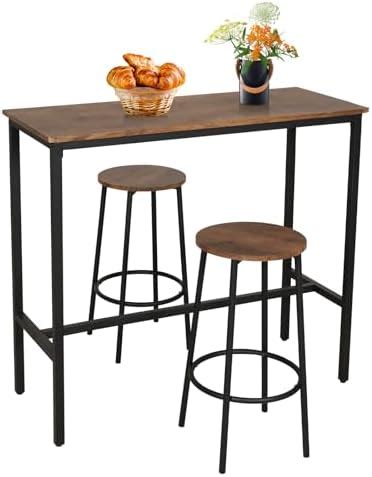 ARTETHYS Dining Table and Chairs Set 2, Breakfast Bar Table and Stools