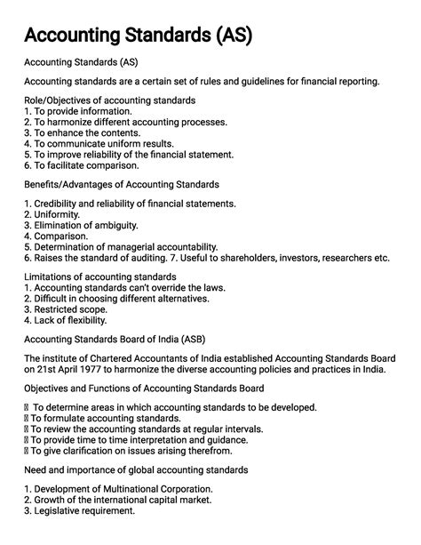 Important Notes Chapter Ifrs Accounting Standards As Accounting Standards As Accounting