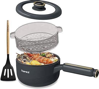 Amazon Topwit Hot Pot Electric 1 5L Ramen Cooker Portable Non Stick Frying Pan Electric