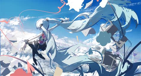 Wallpaper Hatsune Miku Vocaloid Anime Girls Sky Twintails Clouds