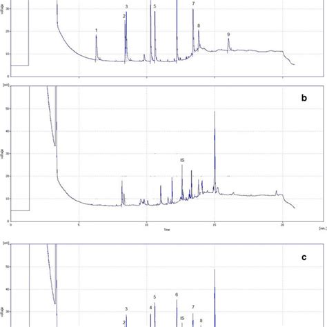 Gc Fid Chromatograms Of A Standard Solution 100 Ng G −1 Of Each Pah